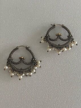 Barbara Bixby Delicate Sterling, 14k, and Pearl Hoops